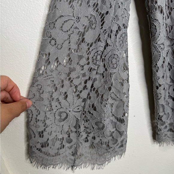 Sundance womens M velvet lace light gray tunic silk blend top Lagenlook fairy - Picture 8 of 9